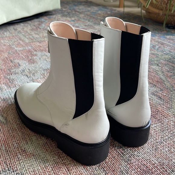 STUART WEITZMAN Lodge Zip Leather Bootie in White - Picture 4 of 9